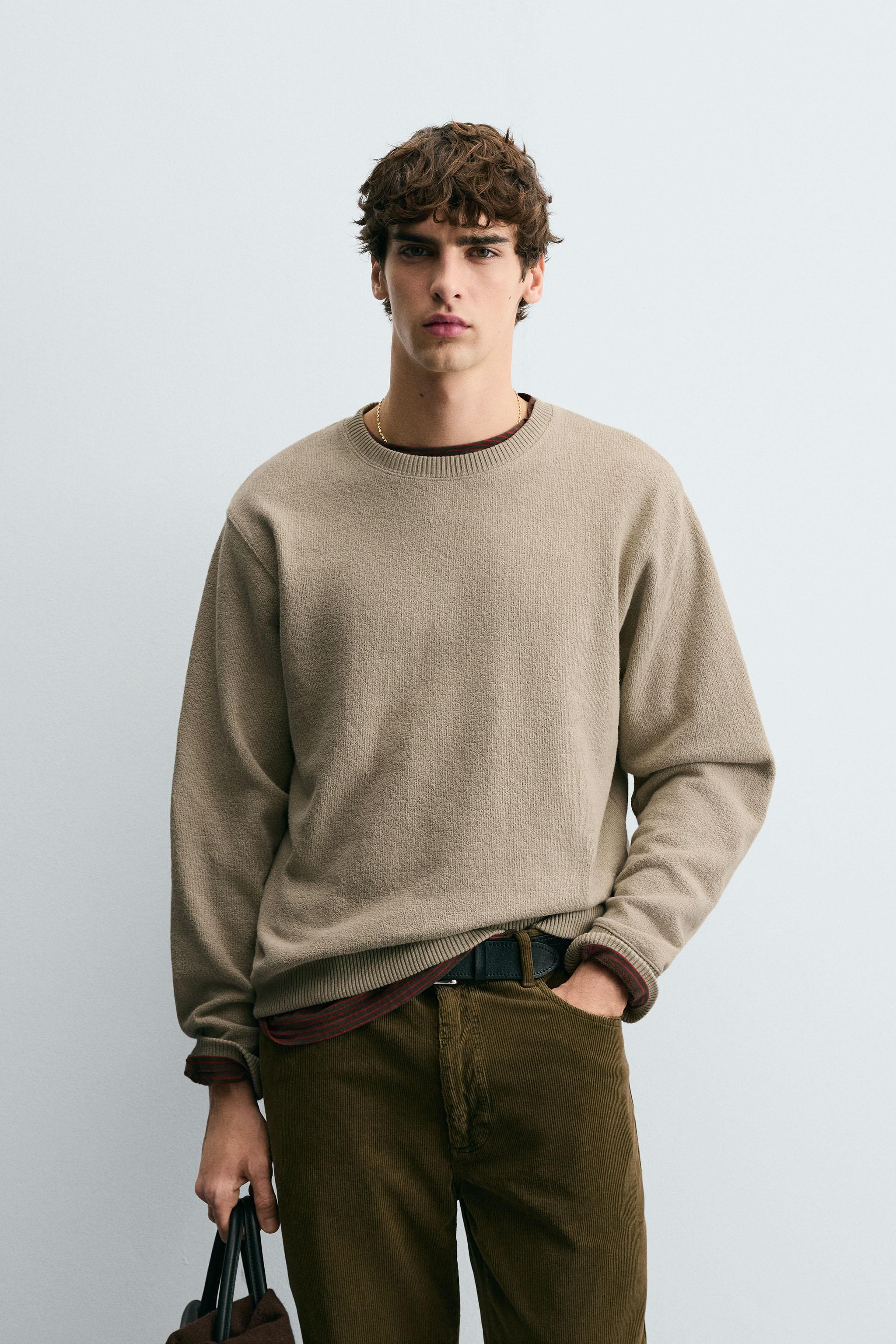 TEXTURED CREWNECK SWEATSHIRT